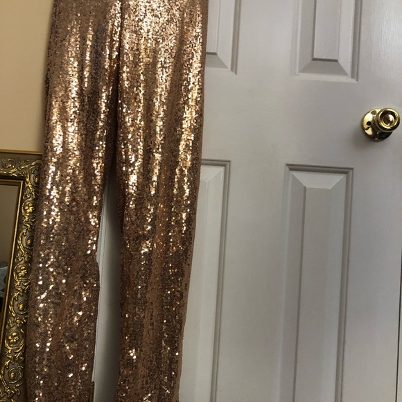 NWOT Boutique gold sequin pull on joggers - Picture 3 of 6